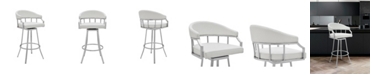 Armen Living Palmdale Swivel Modern Faux Leather Bar and Counter Stool